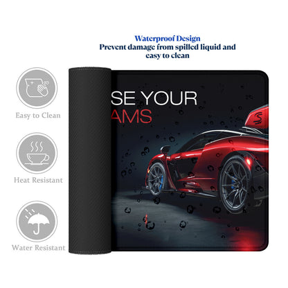 Chase Your Dreams Premium Stitched Desk Mat | Large Gaming & Office Mouse Pad | Non-Slip Rubber Base | Smooth Surface for Laptop, Keyboard & Mouse