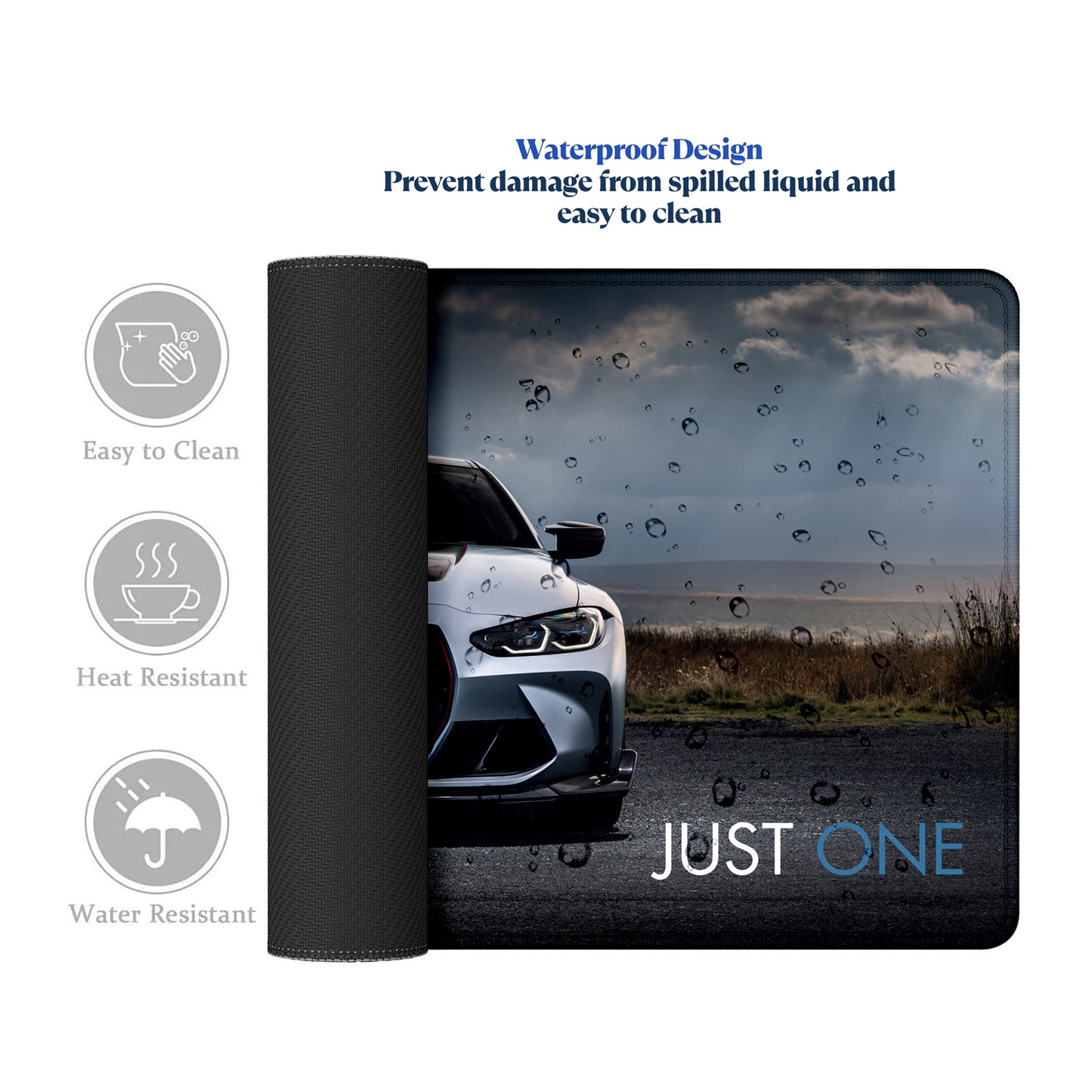 One Life Just One Supercar Stitched Desk Mat | Large Gaming & Office Mouse Pad | Non-Slip Rubber Base | Extended Desk Mat for Keyboard & Laptop